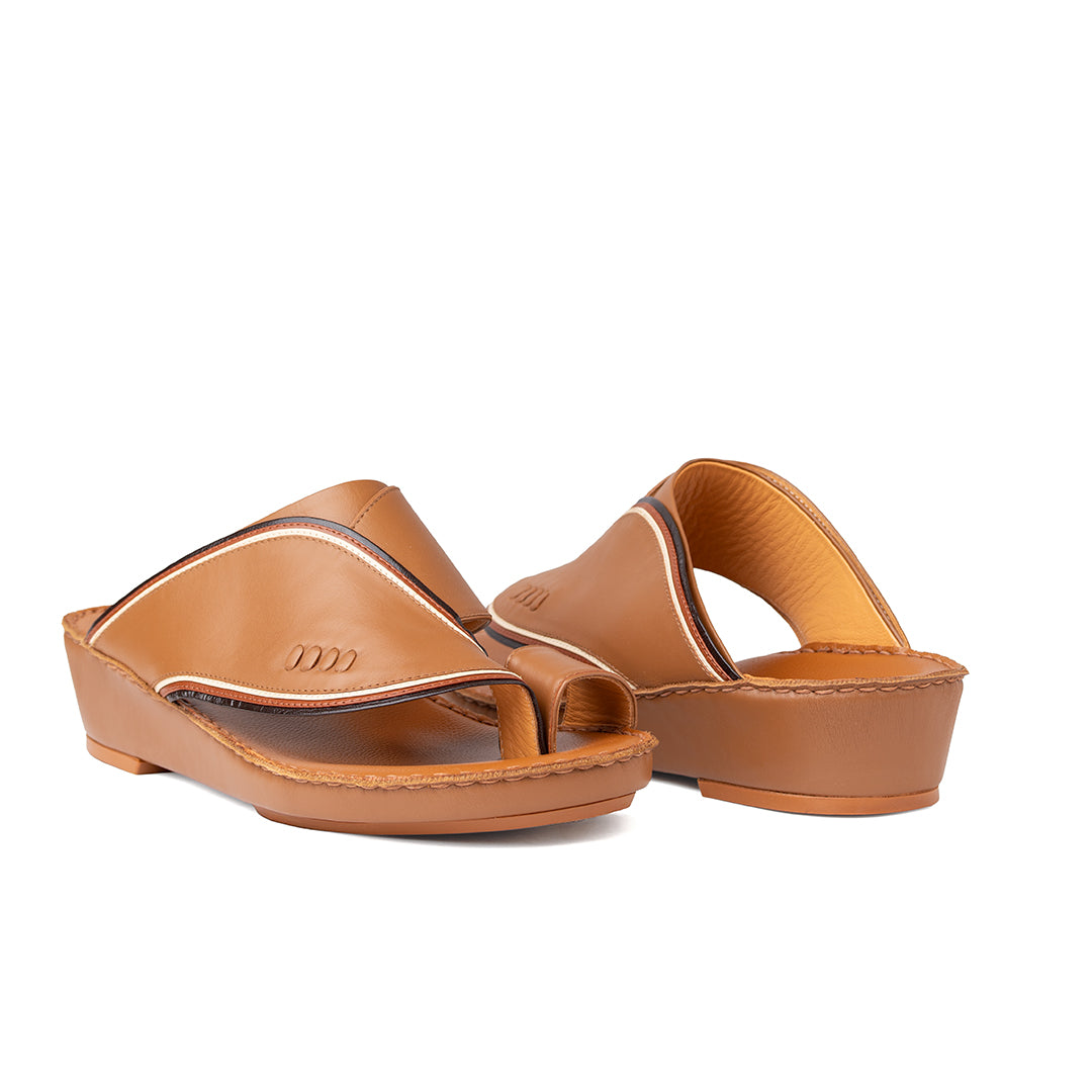 Brown leather sandals pair